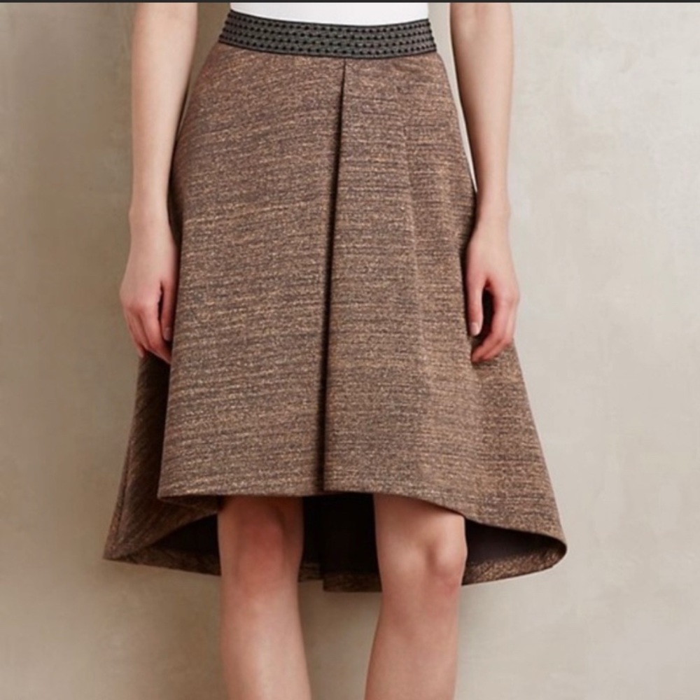 Anthropologie Hd In Paris Glistened Gold Metallic Skirt Size M